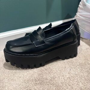 Black Faux Leather Platforms Never Worn